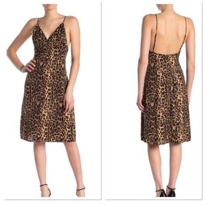 LPA Lunetta Leopard Print Midi Slip Dress- L
